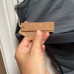 SKIMS 2 piece swimsuit gunmetal gray.